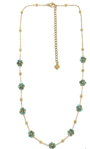 Collier Mini Fleurs Turquoise