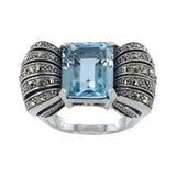 bague art deco bleue