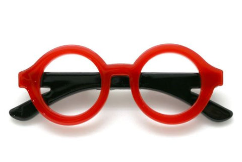 broche vintage résine rouge lunettes